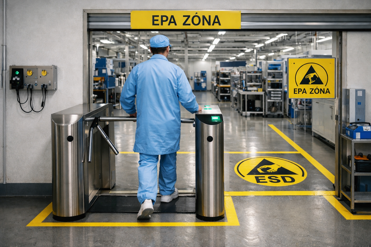 Osoba vstupující do EPA zóny s ESD ochrannými prvky dle normy IEC 61340-5-1